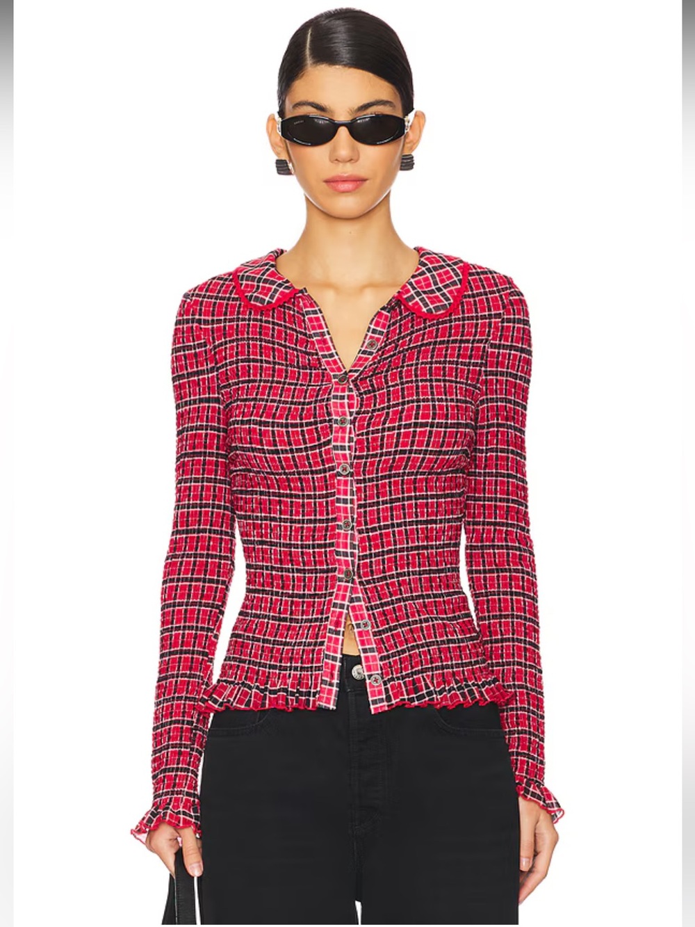 Free People Caught A Feeling Cardi in Red Combo Sz Medium